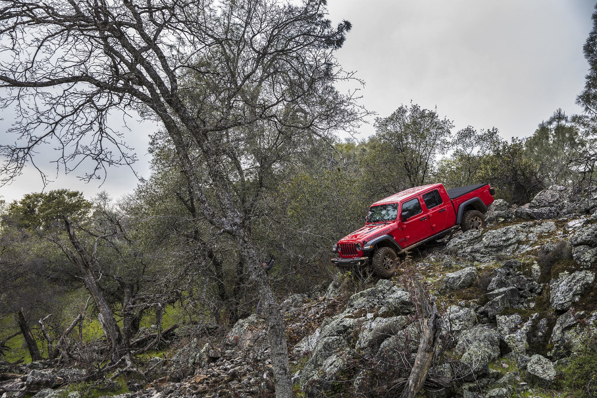 Un Jeep Gladiator 2021 dans une pente rocheuse