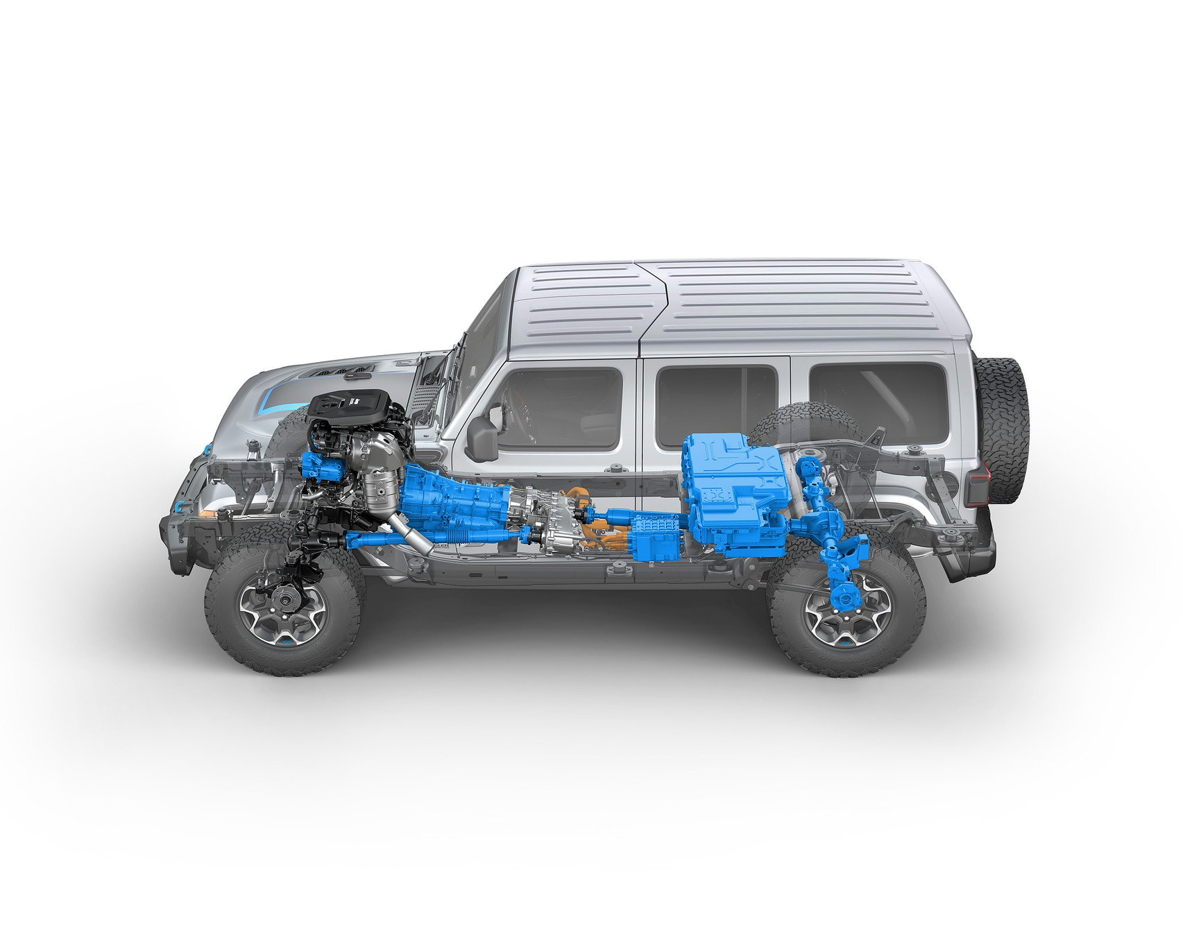 Illustration de la technologie du système hybride électrique rechargeable du Jeep Wrangler 4xe