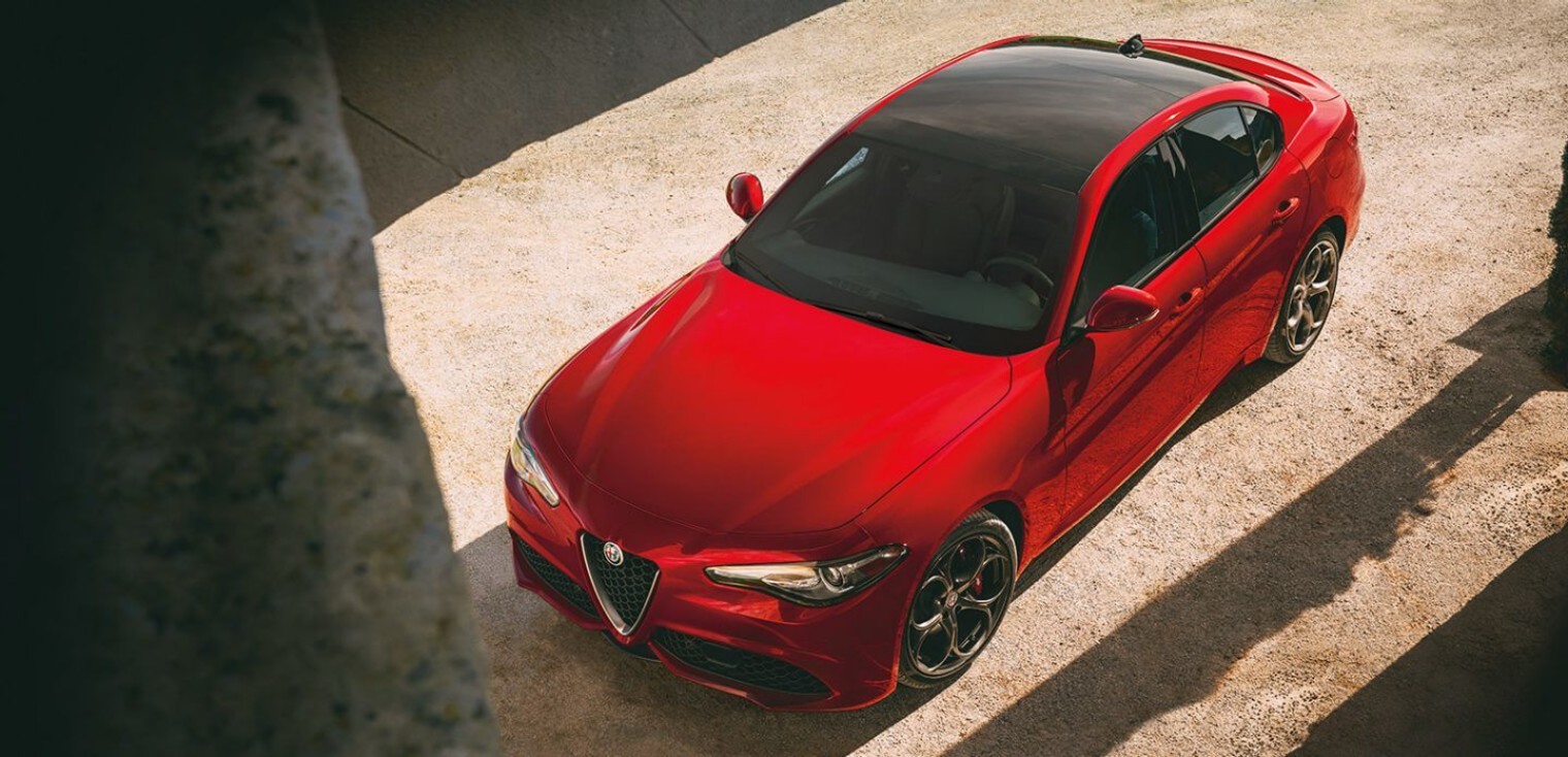 Top-down view of the red 2019 Alfa Romeo Giulia