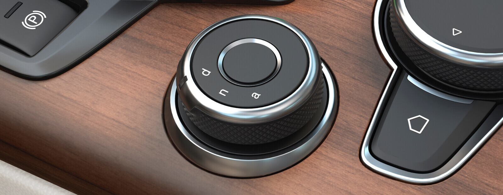 A close-up of the rotary DNA Drive Mode Selector dial in the 2020 Alfa Romeo Giulia.
