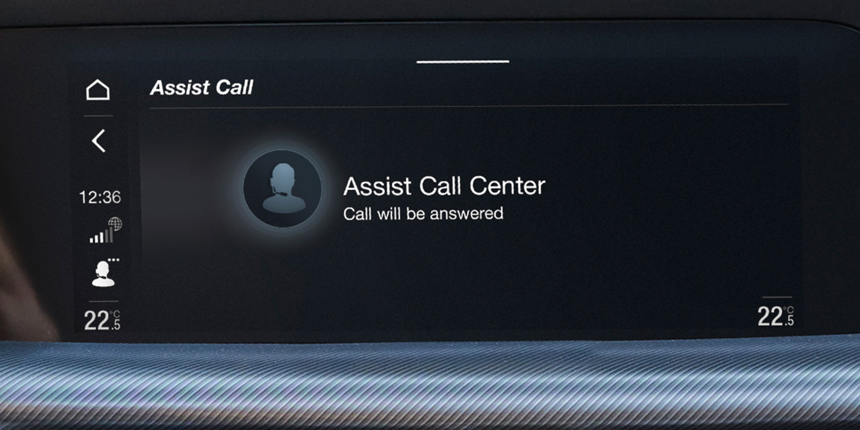 A close-up view of an emergency call example through the Alfa App inside of a 2024 Alfa Romeo Giulia.
