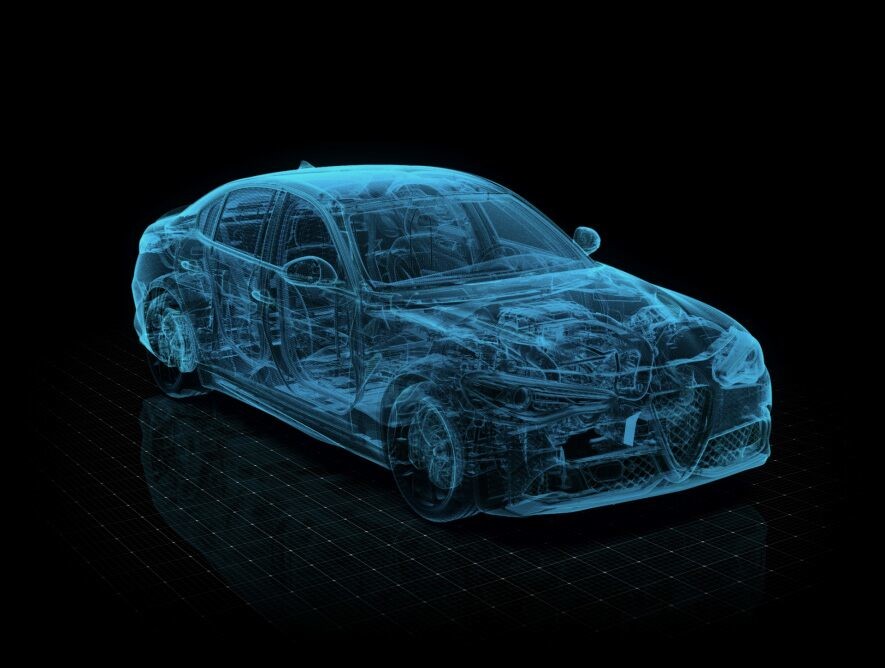 A 3-D rendering of the 2021 Alfa Romeo Giulia Quadrifoglio.
