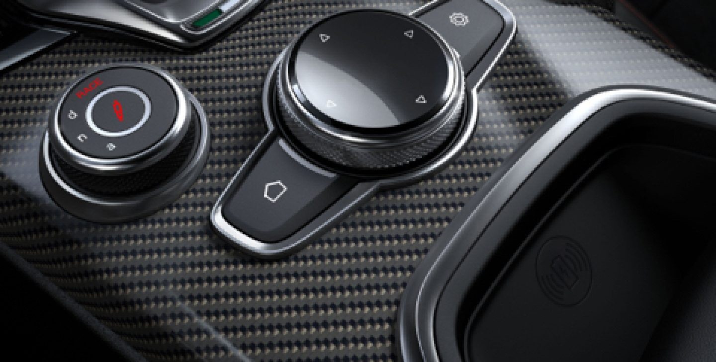 Close-up of a phone in the wireless charging compartment.