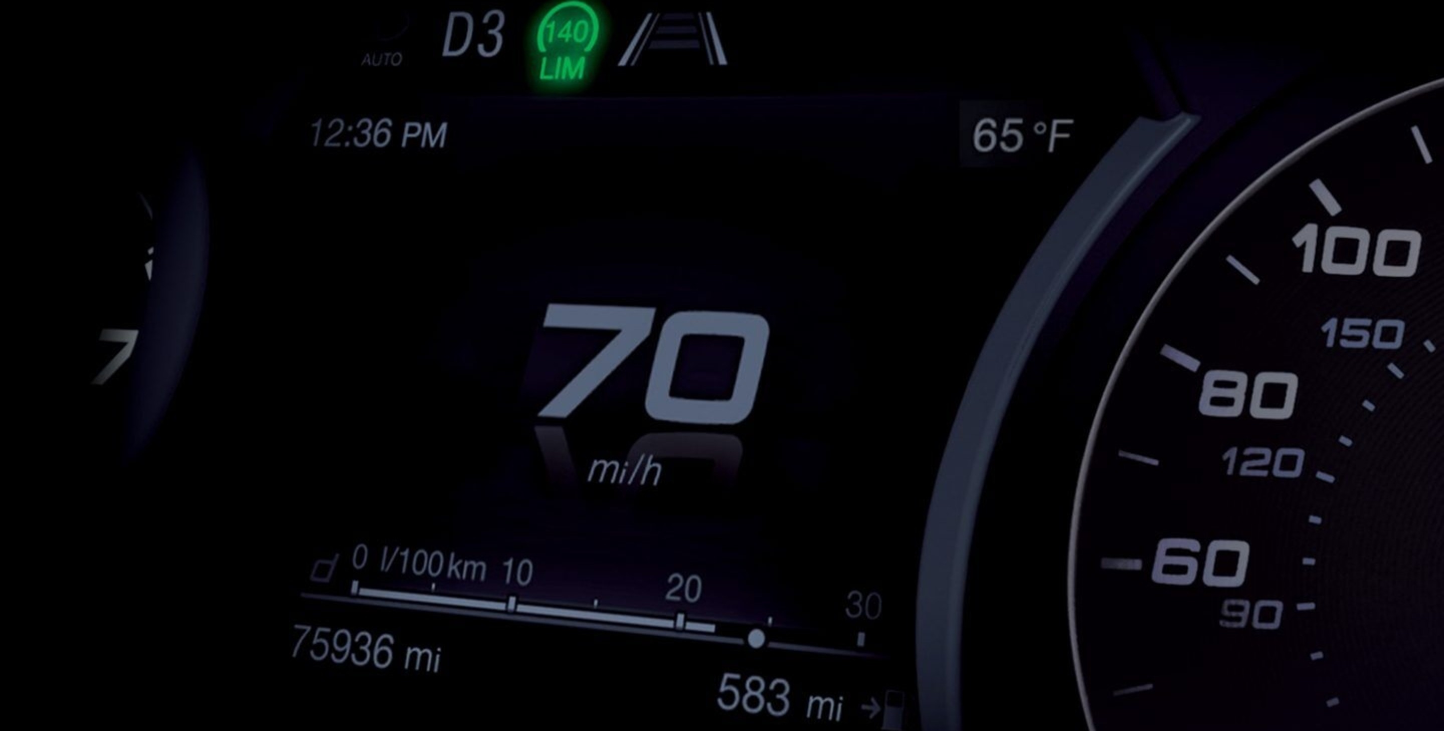 A close-up of the digital cluster display on the 2021 Alfa Romeo Giulia Quadrifoglio.