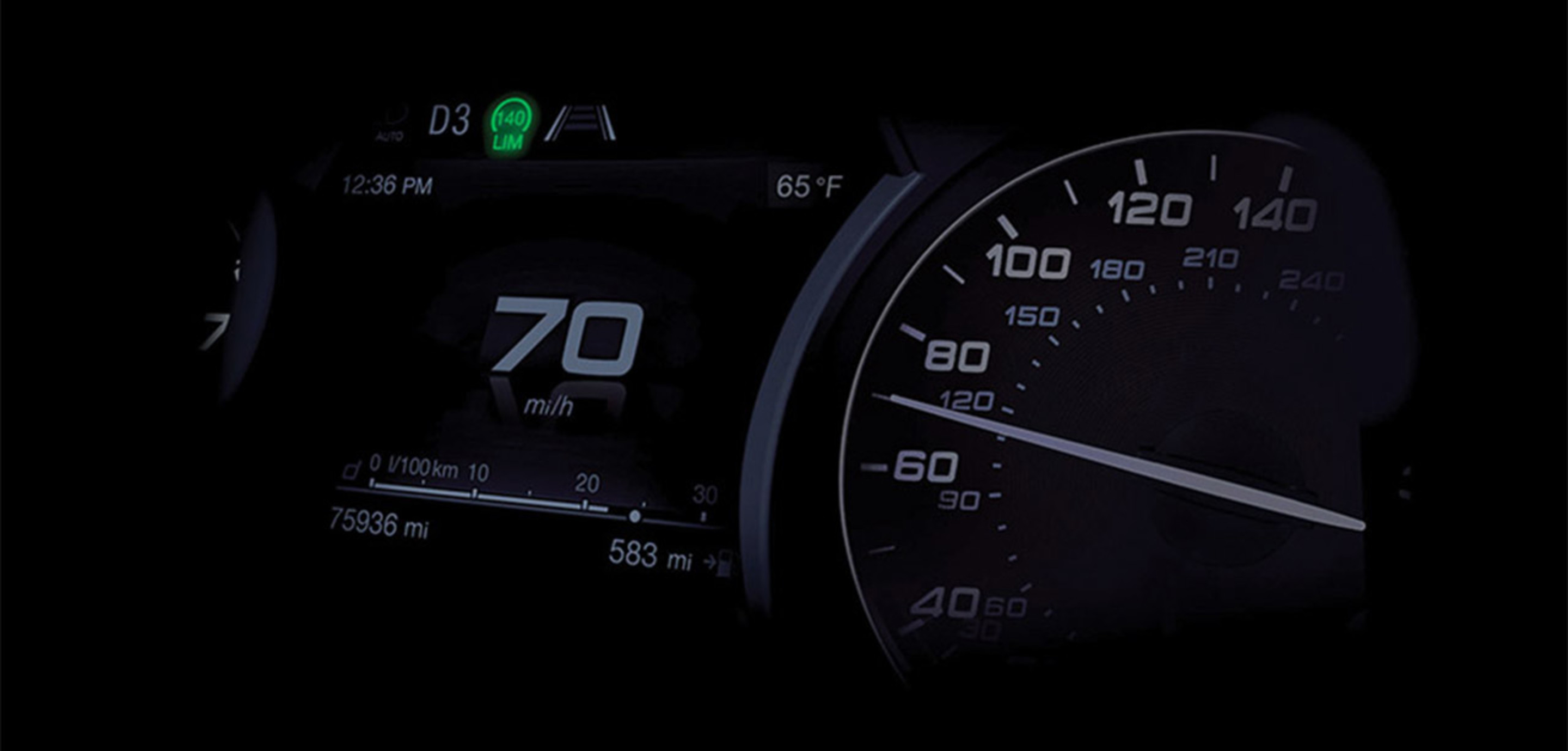 View of speedometer in a 2023 Alfa Romeo Giulia Quadrifoglio.