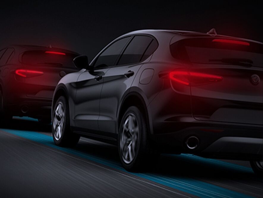 The 2020 Alfa Romeo Stelvio in stop-and-go traffic.