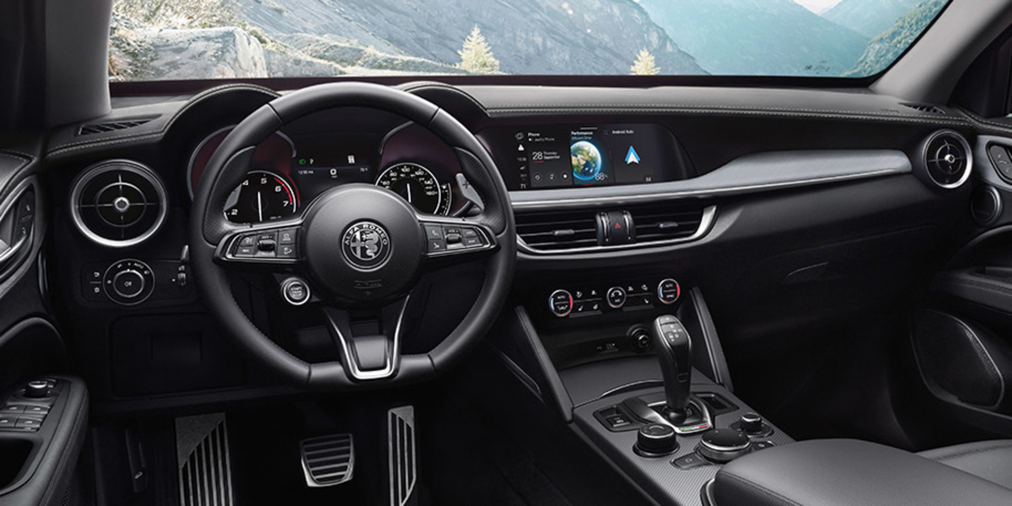 Interior view of the 2021 Alfa Romeo Stelvio