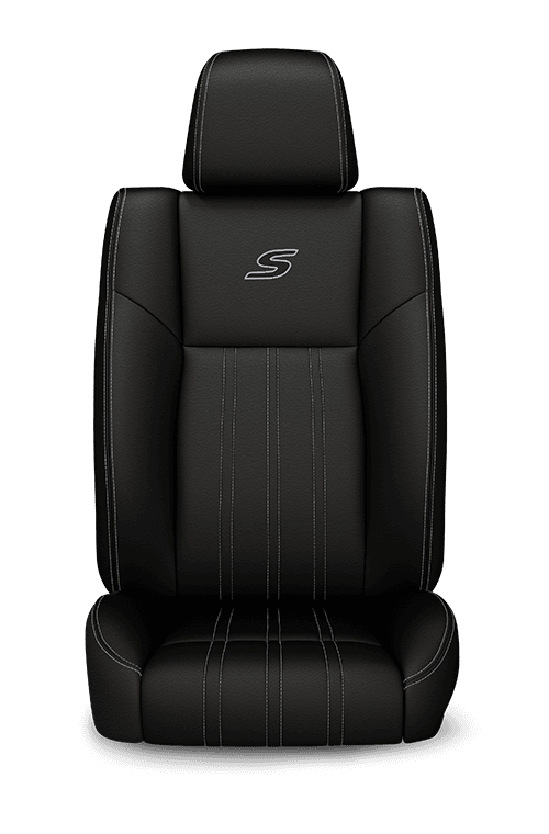 2019 Chrysler 300 Nappa Leather-faced black and grey seats with grey accent stitching