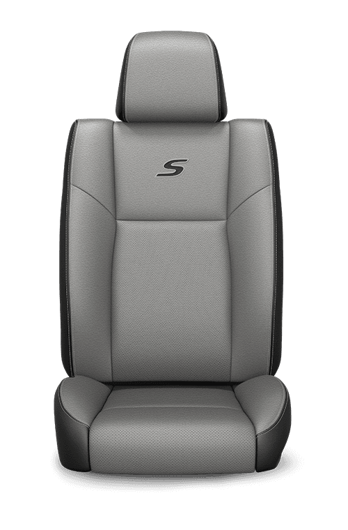 2019 Chrysler 300 Nappa Leather-faced black and grey seats with grey accent stitching