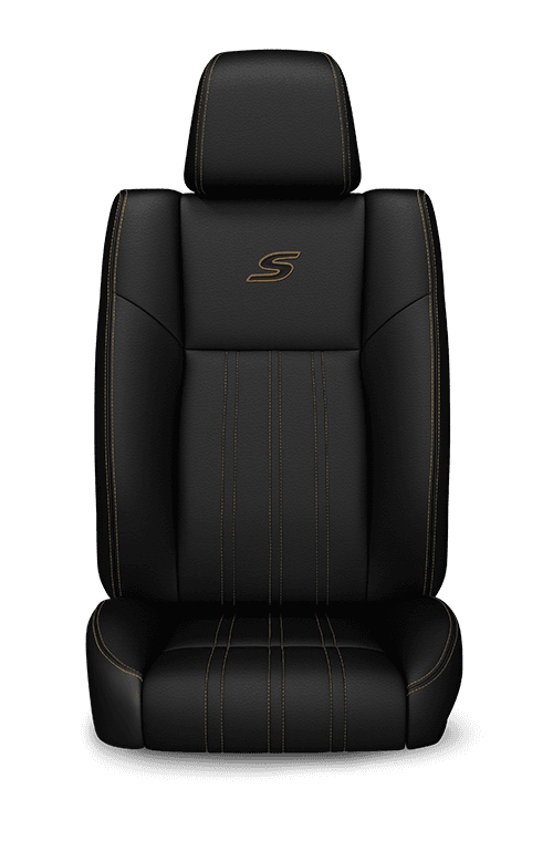 2019 Chrysler 300 Nappa Leather-faced black seats with caramel accent stitching