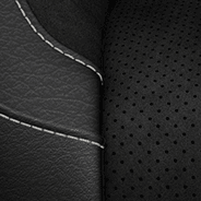 Nappa leather-faced with Alcantara<sup>®</sup> bolsters and perforated inserts – Black with Light Diesel accent stitching and embroidered S logo