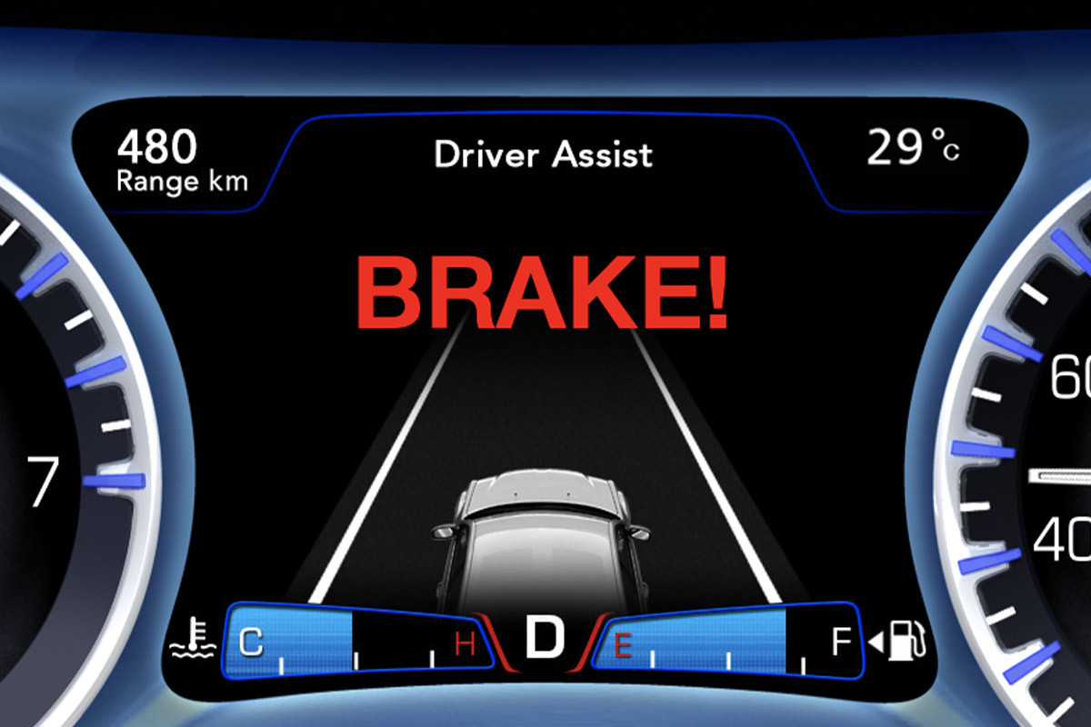 Close up of the collision avoidance technology in a Chrysler 300.