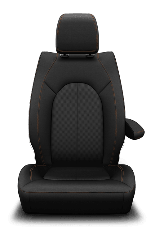 Leather-faced with perforated inserts – Black with Sepia accent stitching
