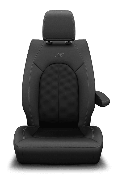 Leather‑faced with perforated inserts – Black with Diesel Grey accent piping and stitching and embroidered S logo