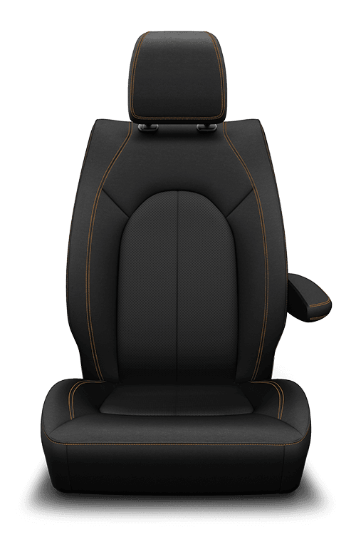 Leather‑faced with perforated inserts – Black with Sepia accent stitching
