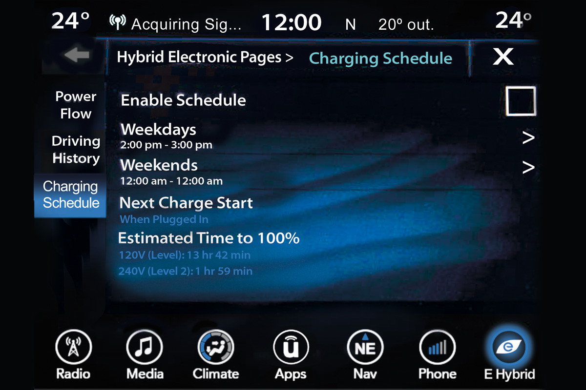 Outils de la Chrysler Pacifica Hybrid 2018 - planifiez un programme de recharge