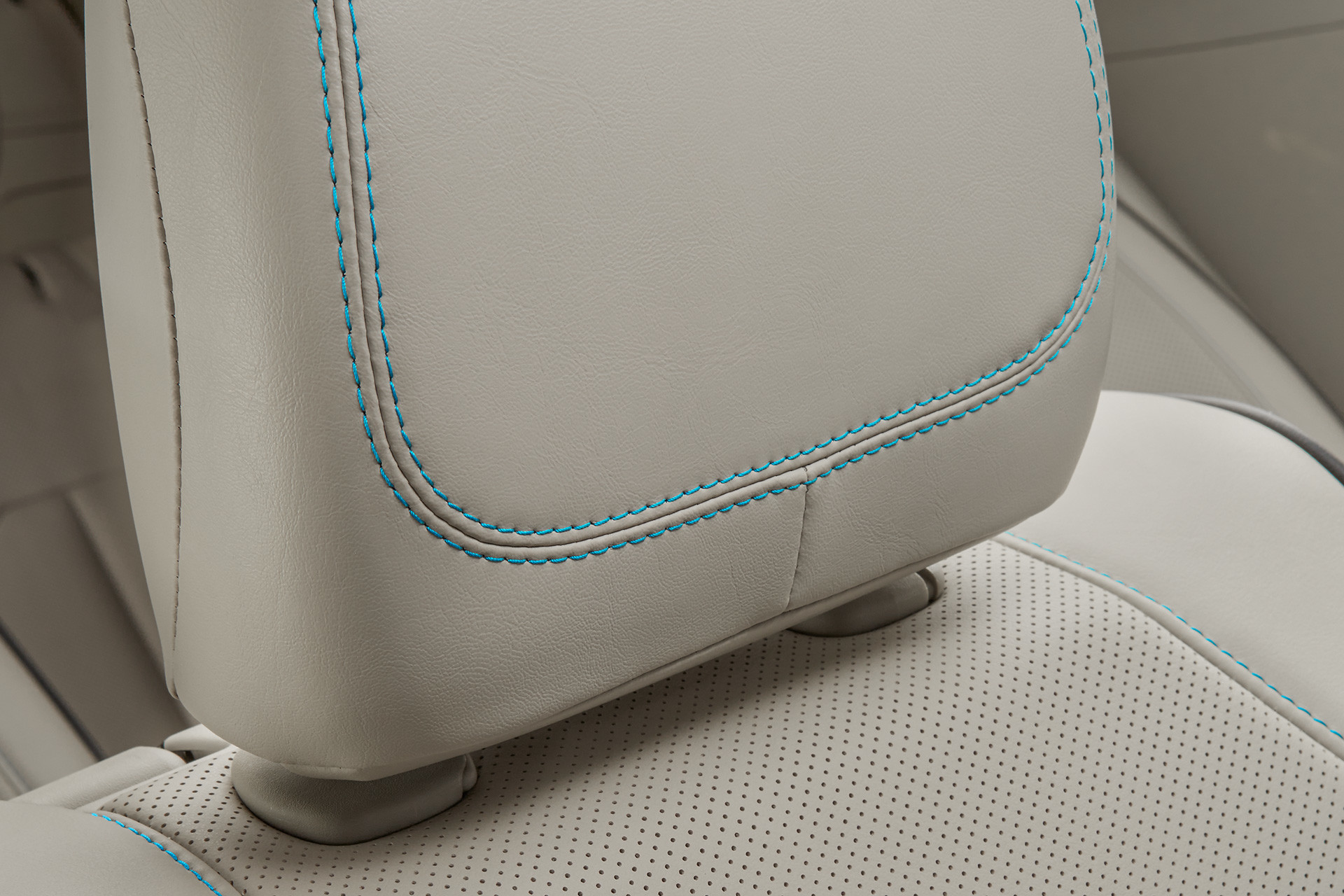 2019 Chrysler Pacifica Hybrid interior showing leather-faced seats with perforated inserts
