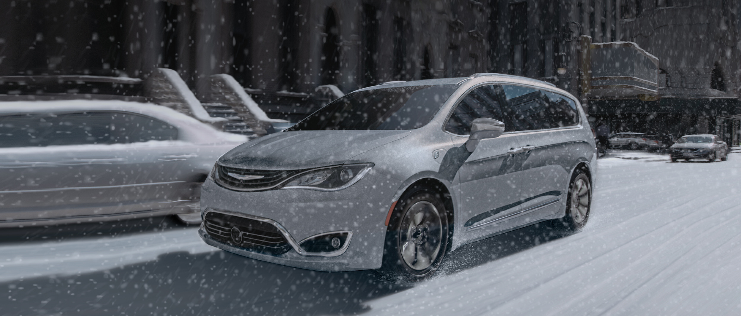 2019 Chrysler Pacifica Hybrid with grey exterior with ocean view