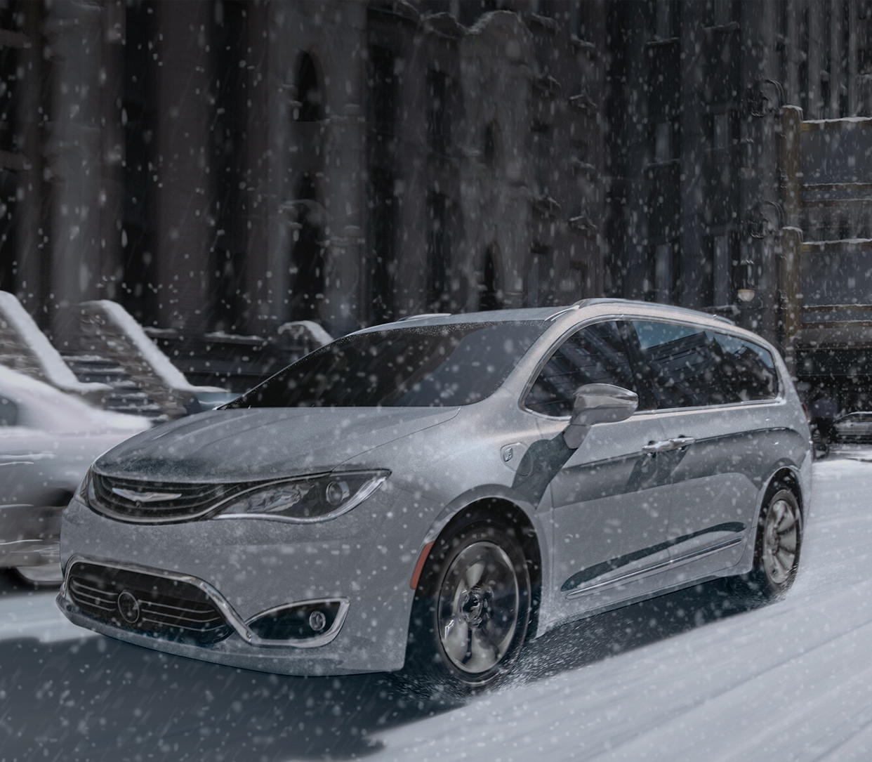 2019 Chrysler Pacifica Hybrid with grey exterior with ocean view