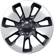 18-inch polished aluminum with Satin Silver painted pockets