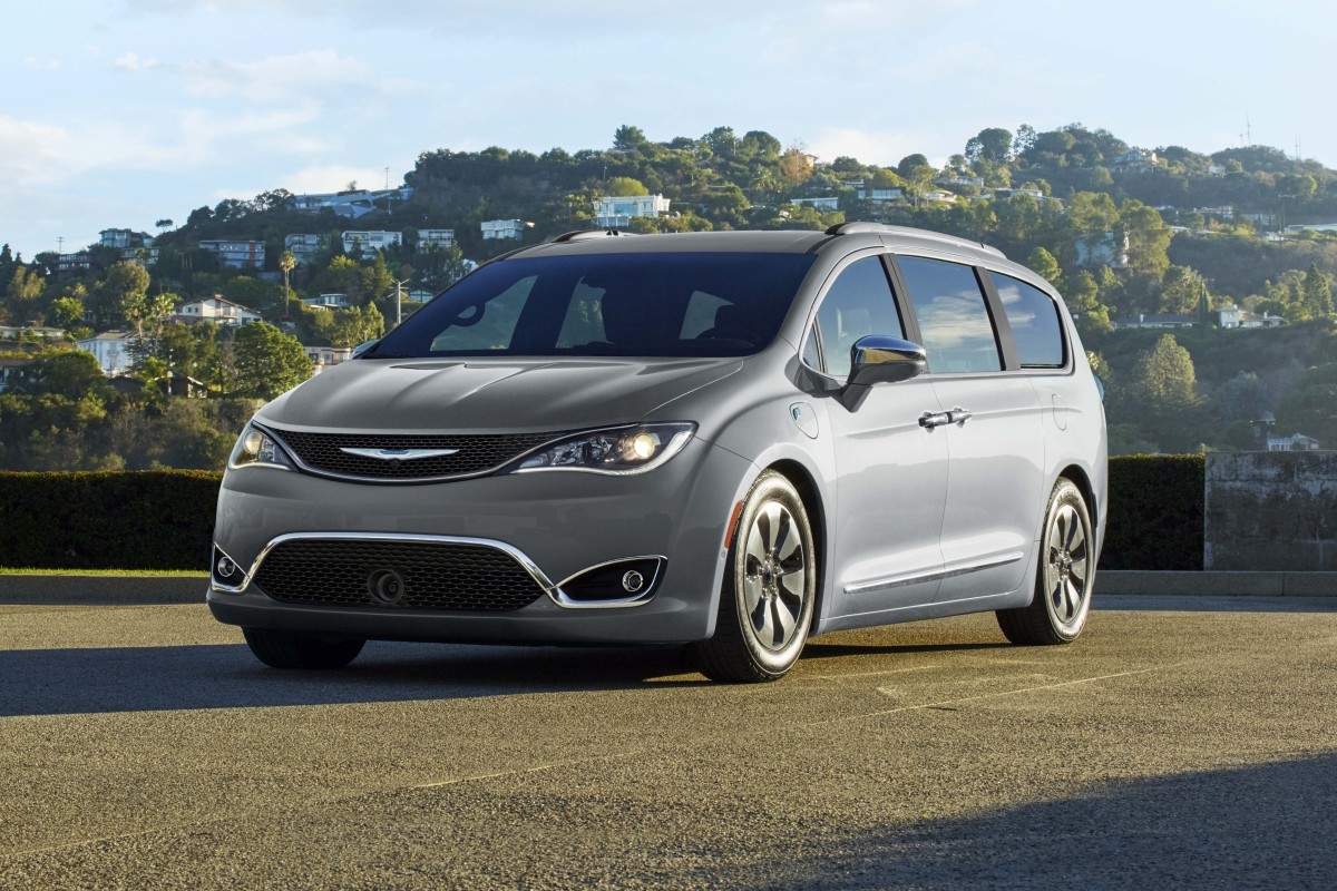 White 2020 Chrysler Pacifica Hybrid parked in a park