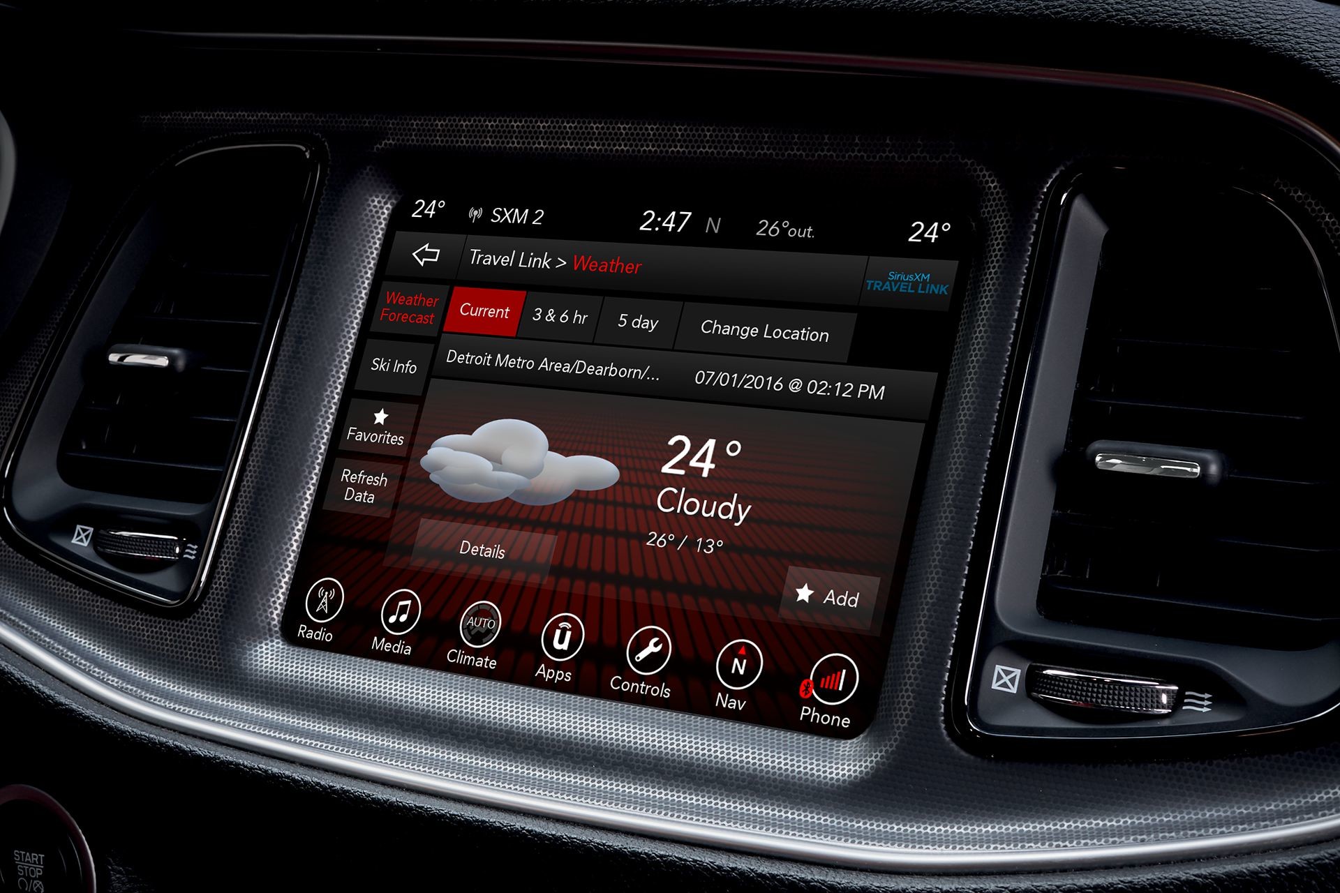 Habitacle de la Dodge Challenger 2018 – Application Travel Link