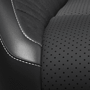 Laguna leather with Alcantara<sup>®</sup> suede bolsters and perforated inserts - Black with Silver accent stitching