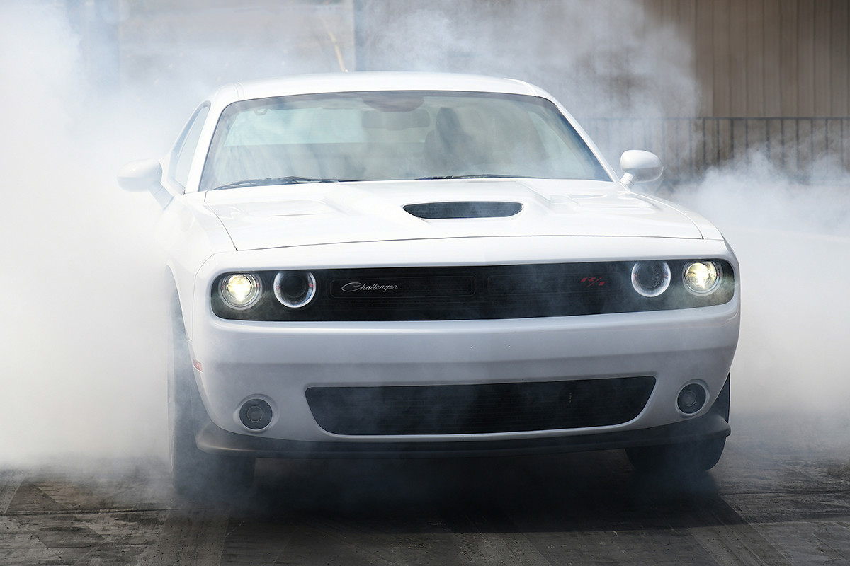 2019 Dodge Challenger silver with smoke