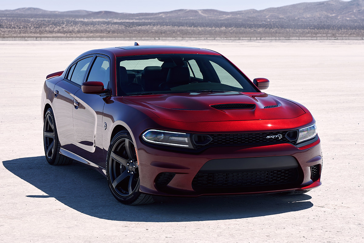2019 Dodge Charger front view of red SRT Hellcat