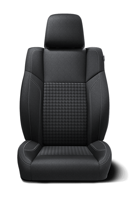 Performance cloth – Black with Houndstooth-pattern inserts and Tungsten accent stitching
