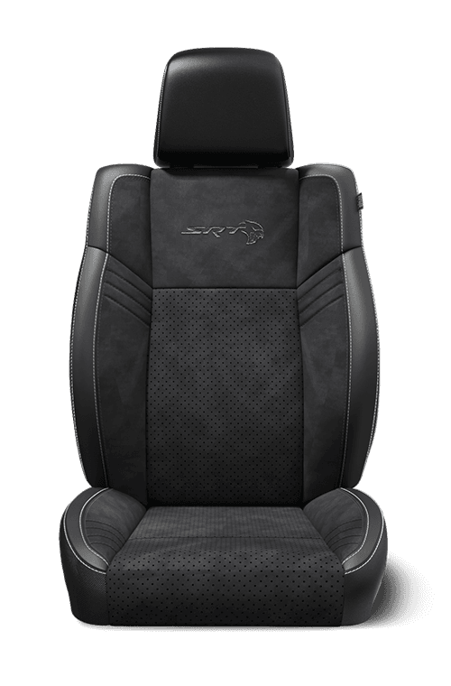Laguna leather with <span class="unbr">Alcantara<sup>®</sup></span> suede bolsters and perforated inserts – Black with Silver accent stitching