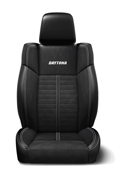 Nappa leather-faced with Alcantara<span class="unbr"><sup>®</sup></span> suede bolsters and perforated inserts – Black with Tungsten accent stitching