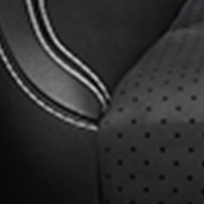 Nappa leather-faced with Alcantara<span class="unbr"><sup>®</sup></span> suede bolsters and perforated inserts – Black with Tungsten accent stitching