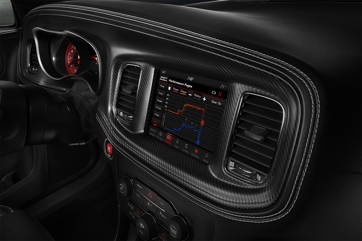 Dodge Performance Pages on 7-inch touchscreen of the 2020 Dodge Charger