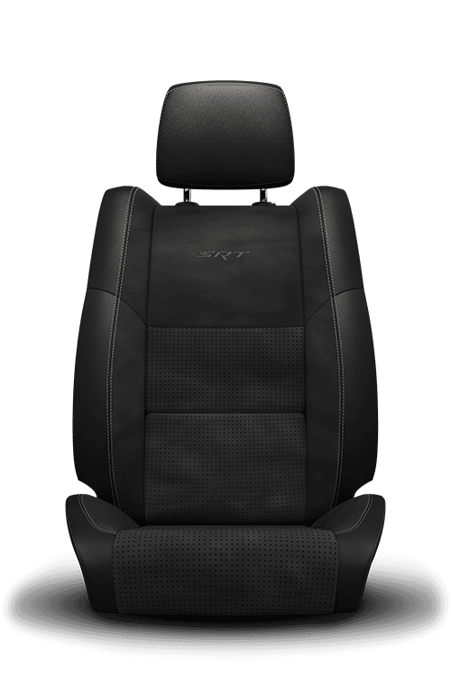 2019 Dodge Durango nappa-leather faced, black with silver embroidered logo seat