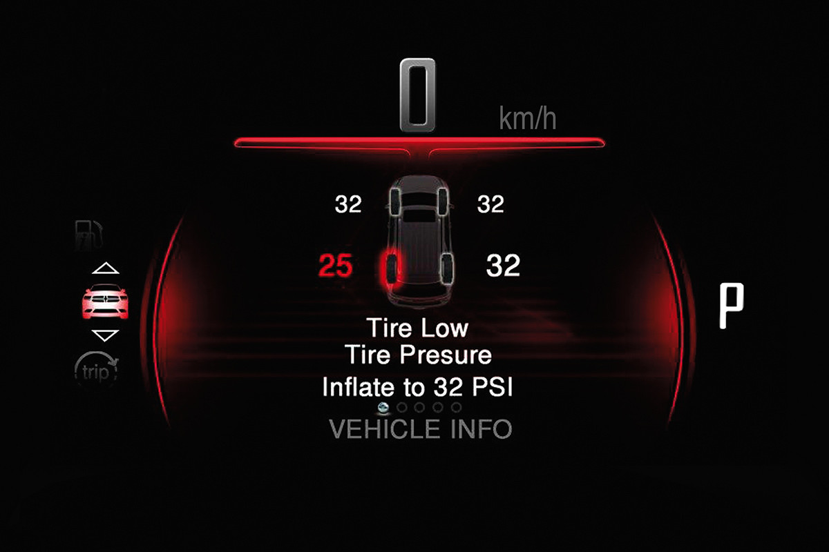2019 Dodge Durango interior, close up view of in-cluster-display