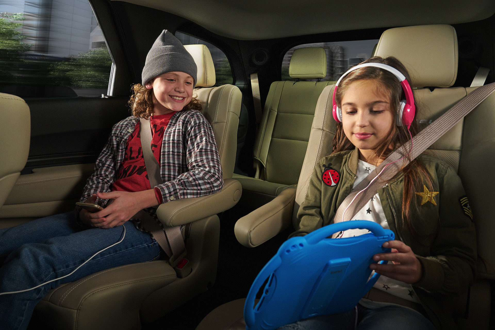 2019 Dodge Durango interior view of 2nd-row captain's chairs with two passengers