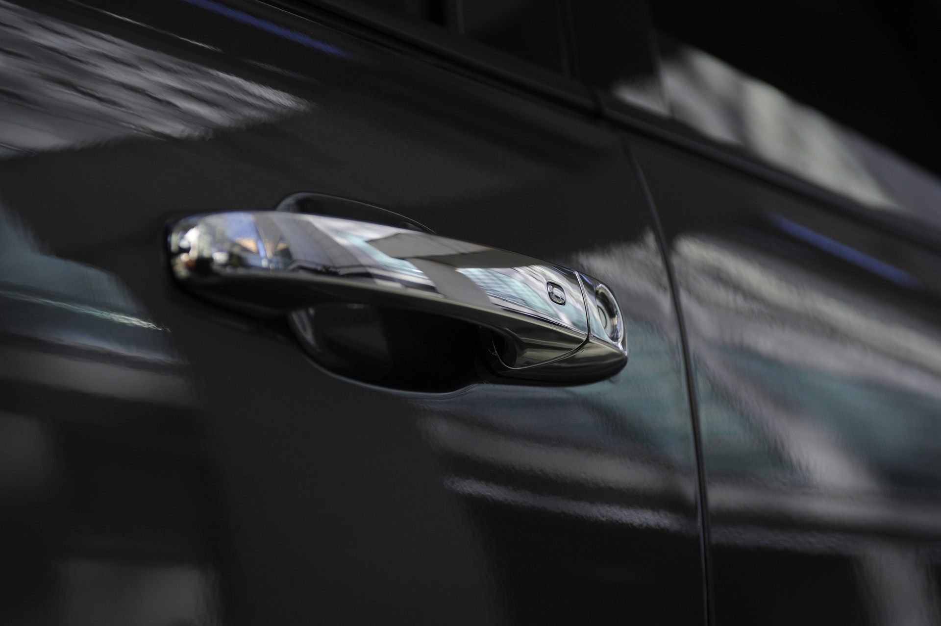 Close up view of 2020 Dodge Durango black coloured door handle