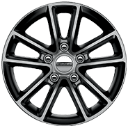 17-inch polished aluminum with Gloss Black pockets