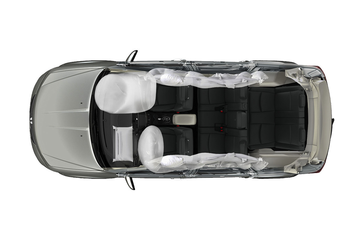 Vue du dessus d’un Dodge Journey 2020, montrant ses sacs gonflables