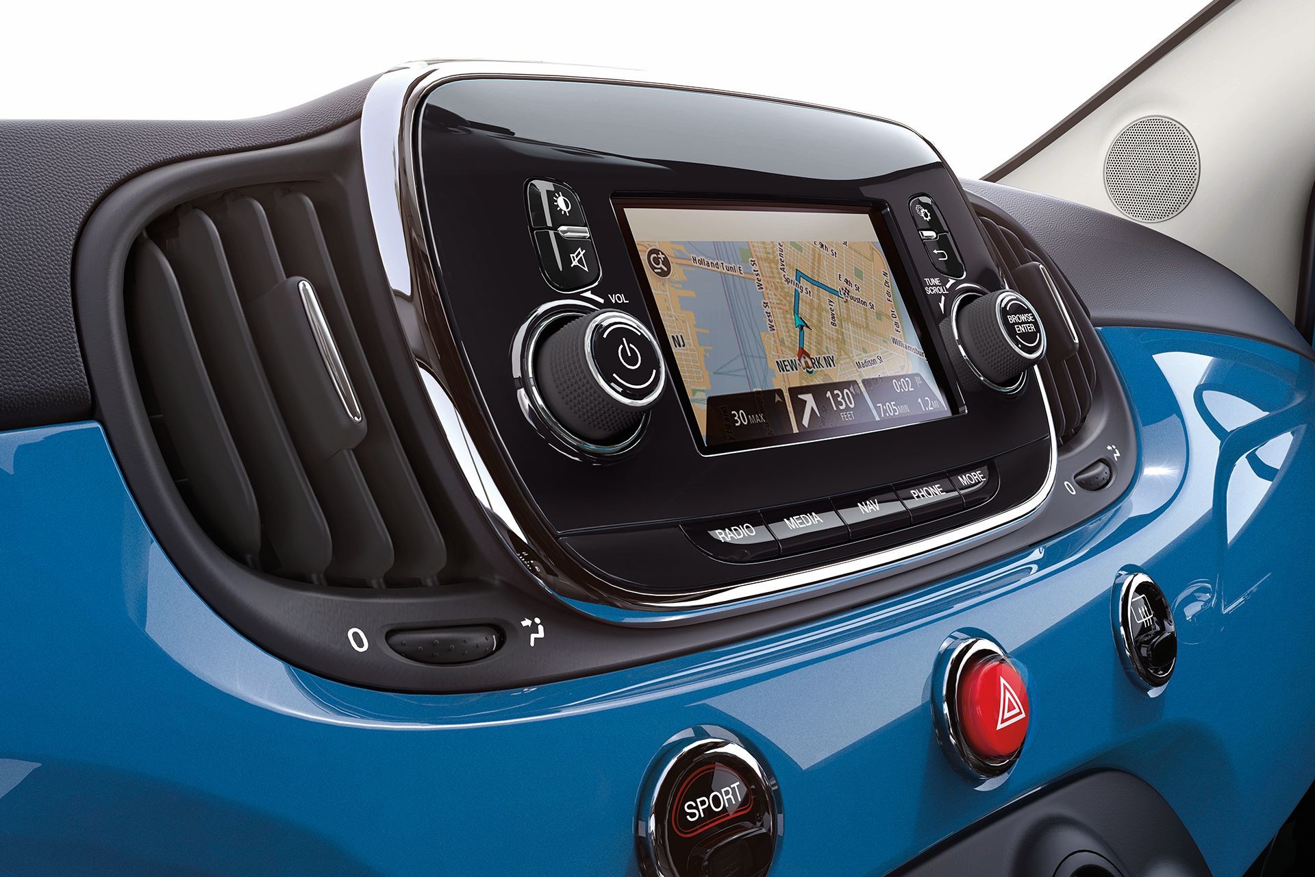 Console centrale de la FIAT 500 2018 avec caméra de recul