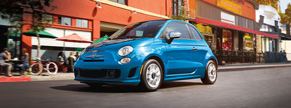 Full view of the 2018 Fiat 500 in Laser Blue Metallic