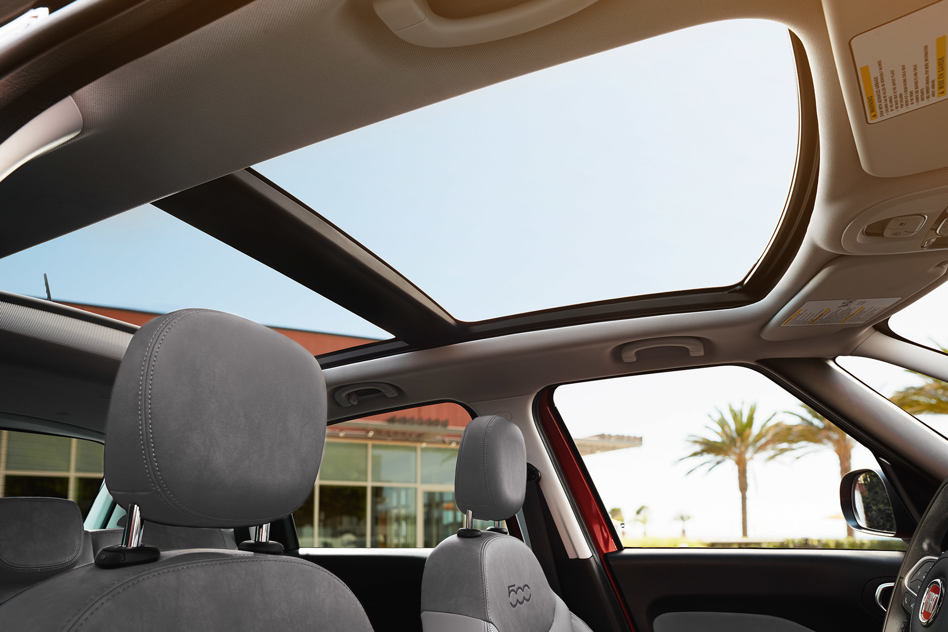 2019 Fiat 500L interior view of dual pane sunroof