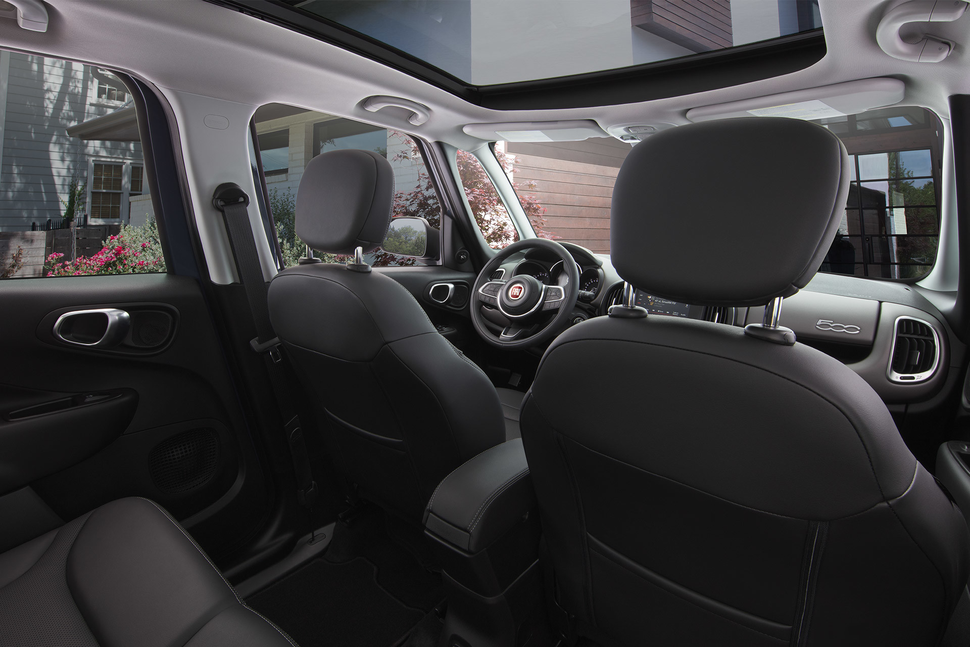 2019 Fiat 500L view of interior from rear seat