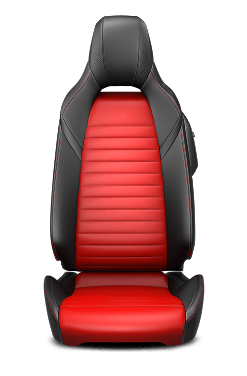 À dessus en cuir – noir et rouge avec coutures doubles rouges
