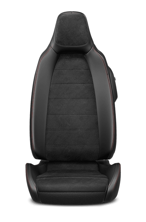 Sièges Recaro à dessus en cuir avec empiècements en Alcantara<sup>MD</sup> – noirs et passepoils rouges