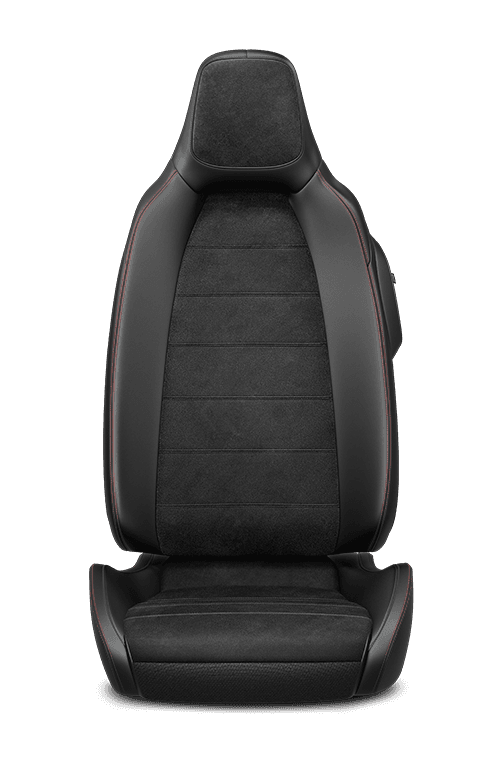 À dessus en cuir avec empiècements en microfibre – noir avec coutures rouges