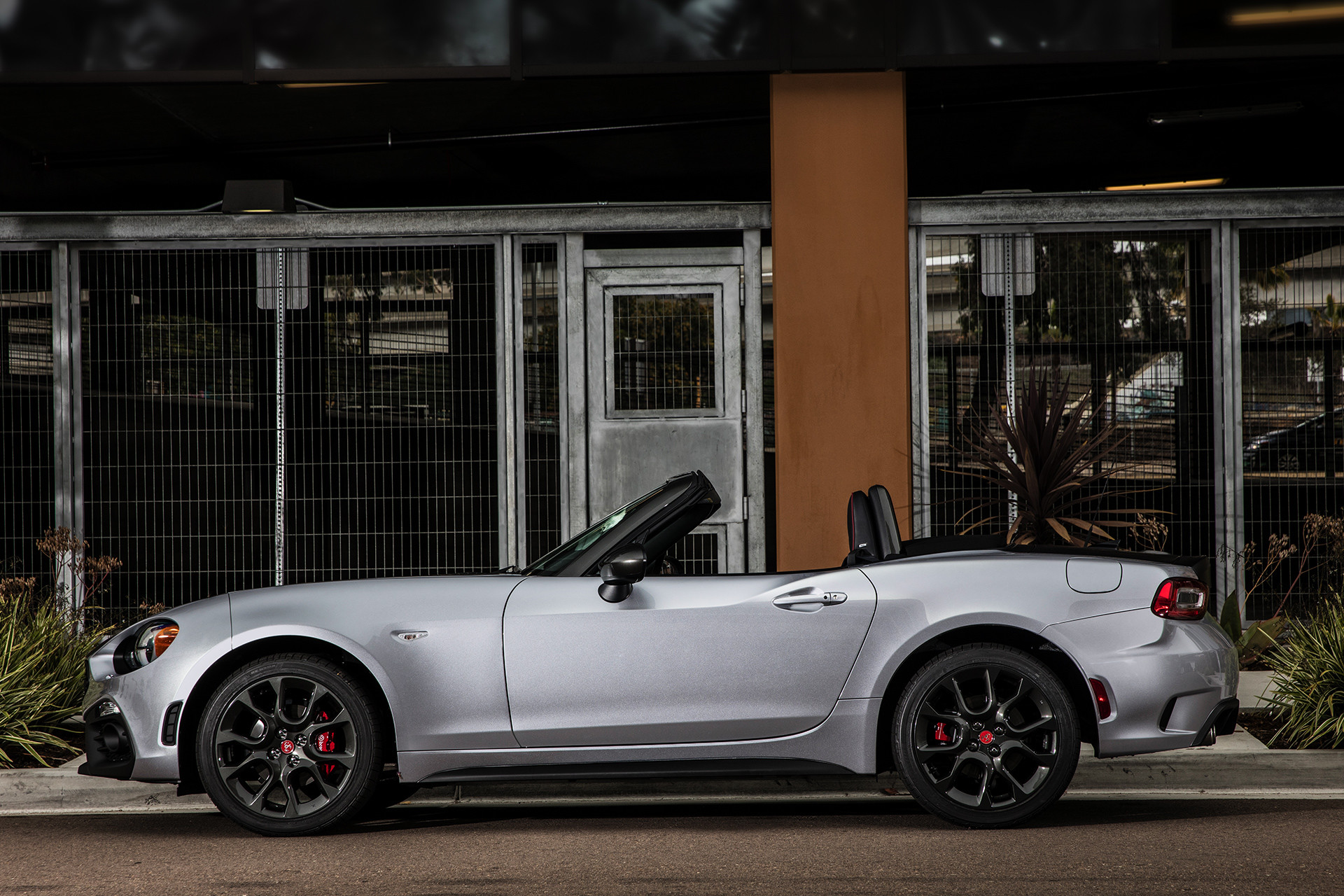 2019 Fiat 124 Spider parked, shown in white