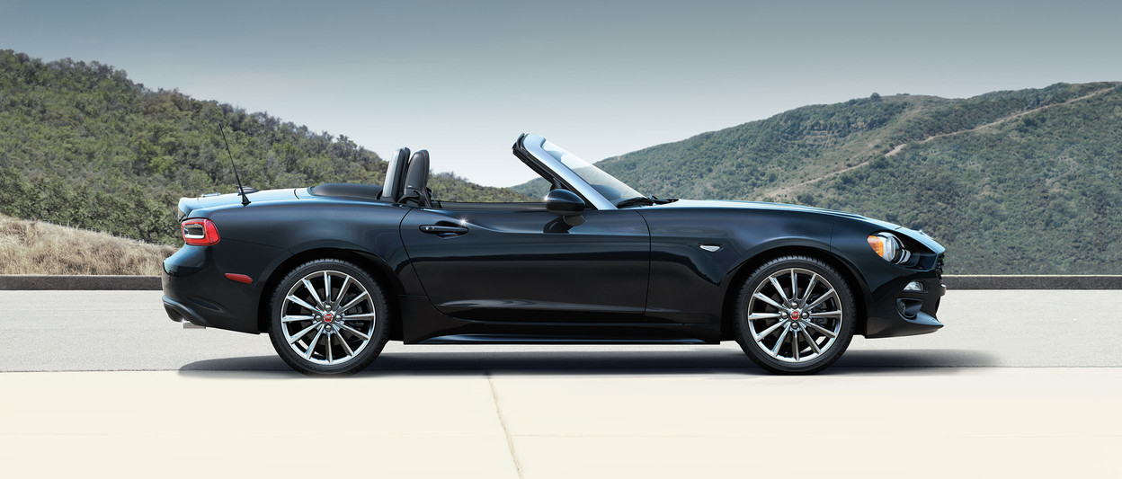2019 Fiat 124 Spider front view, shown in white