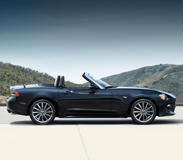 2019 Fiat 124 Spider front view, shown in white
